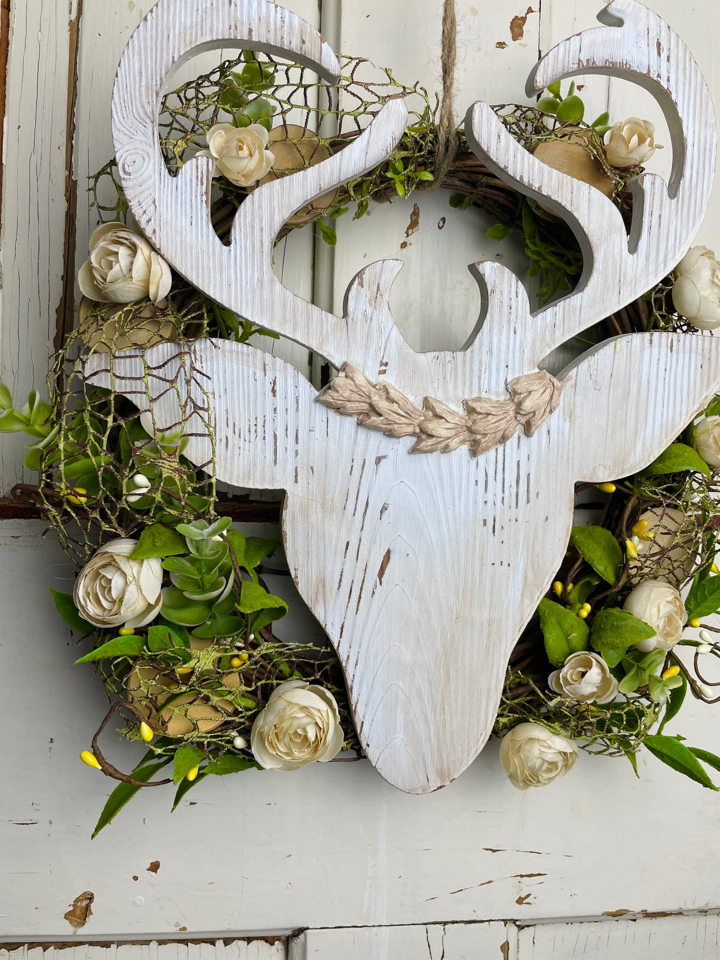 Woodland Deer Wreath with Flowers