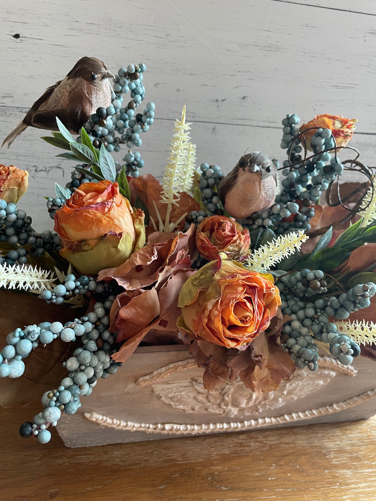 Fall Floral Decor with birds