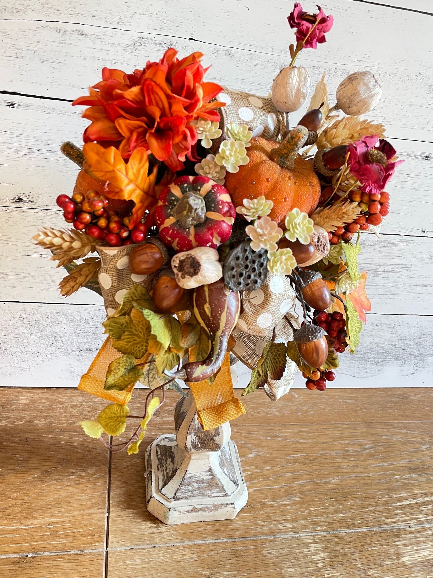 Fall table decor candlestick