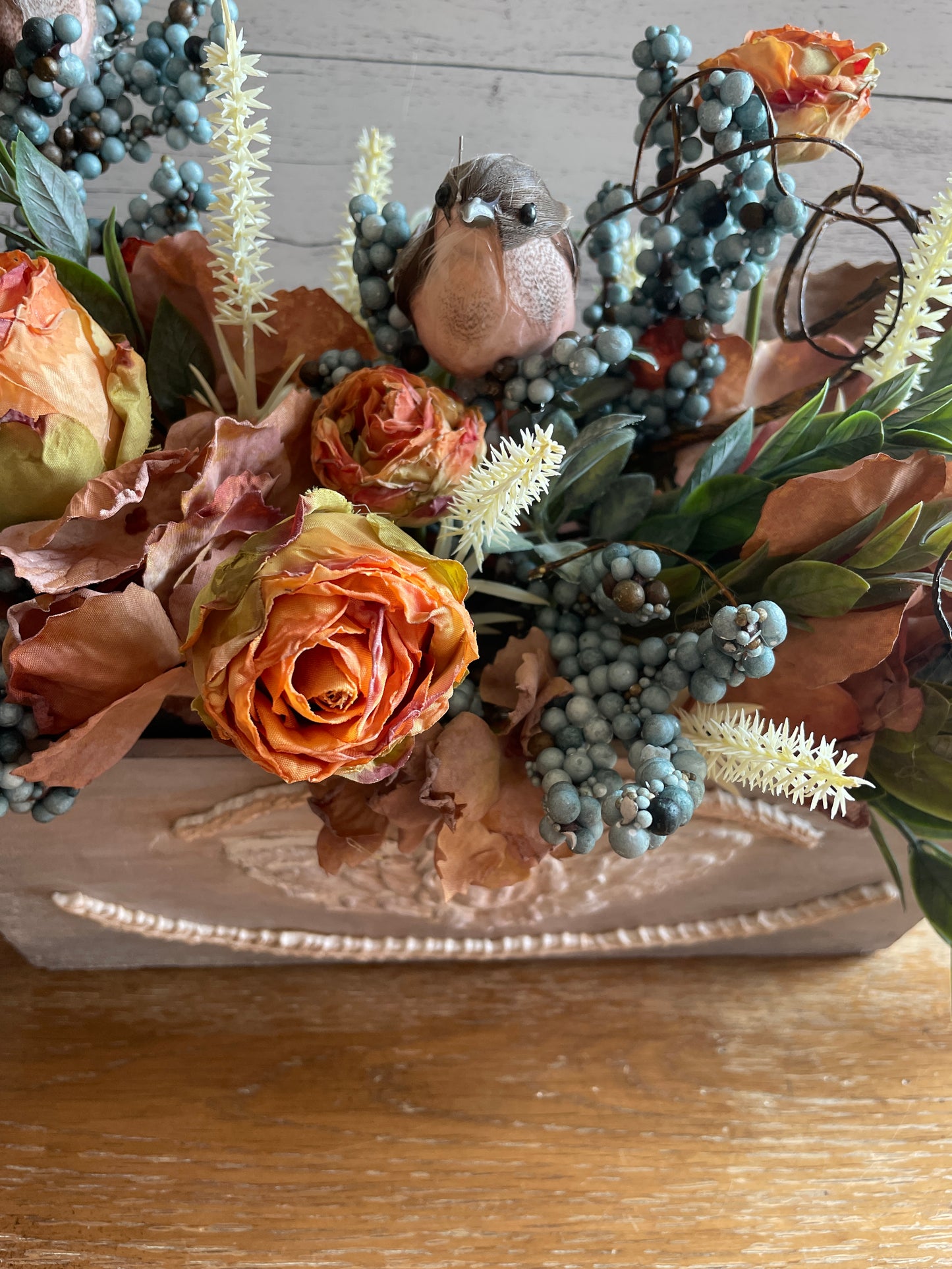 Fall Floral Decor with birds