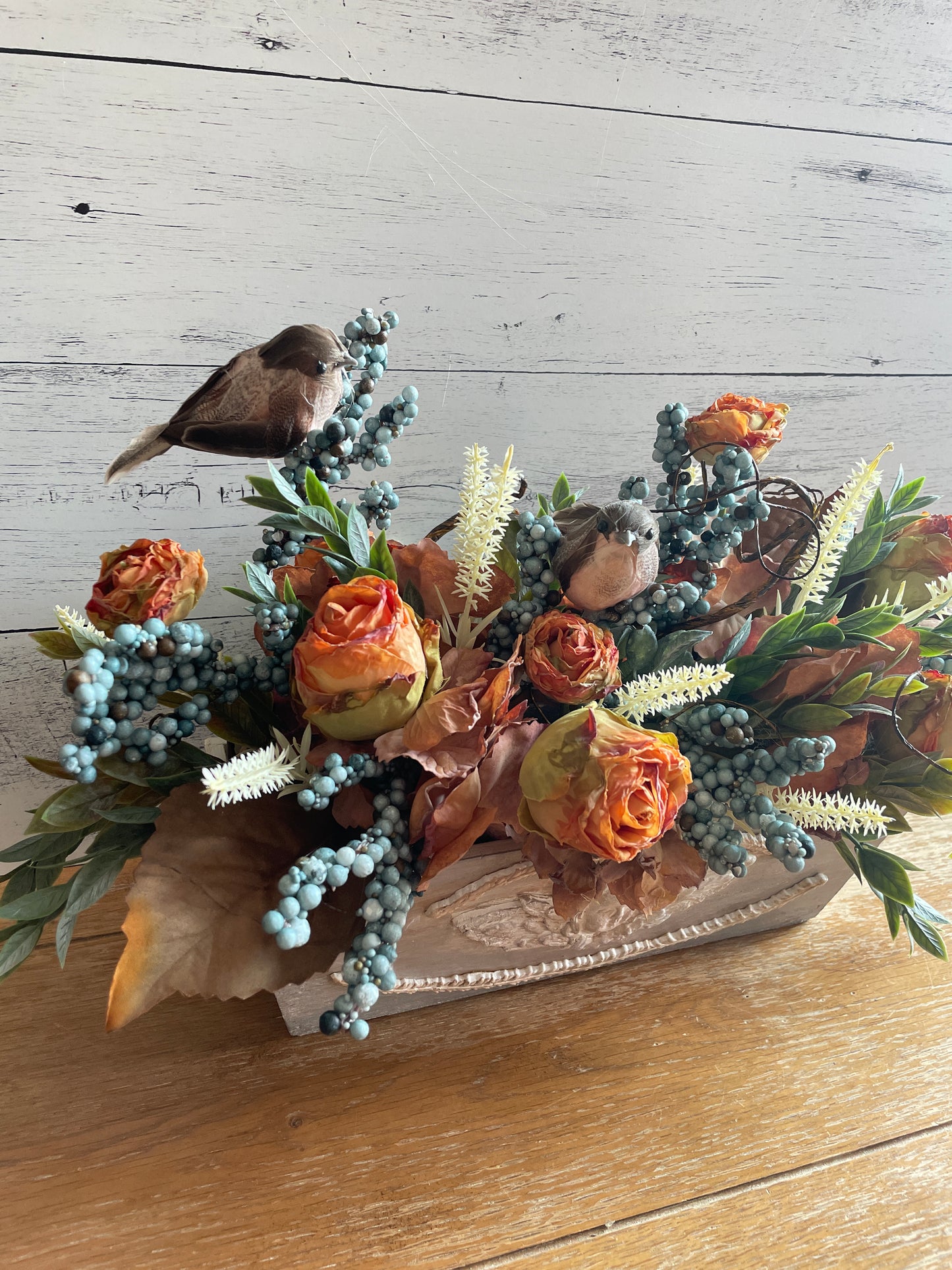 Fall Floral Decor with birds