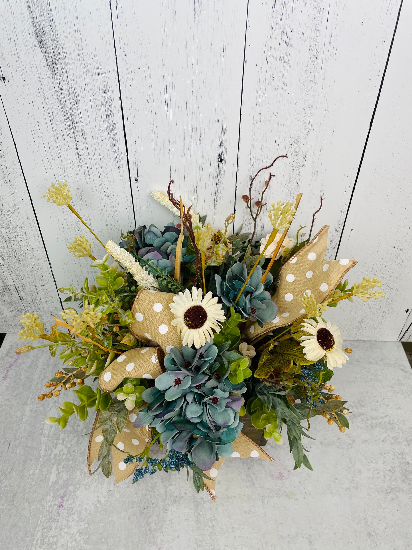 Blue  Fall centerpiece, Thanksgiving decor