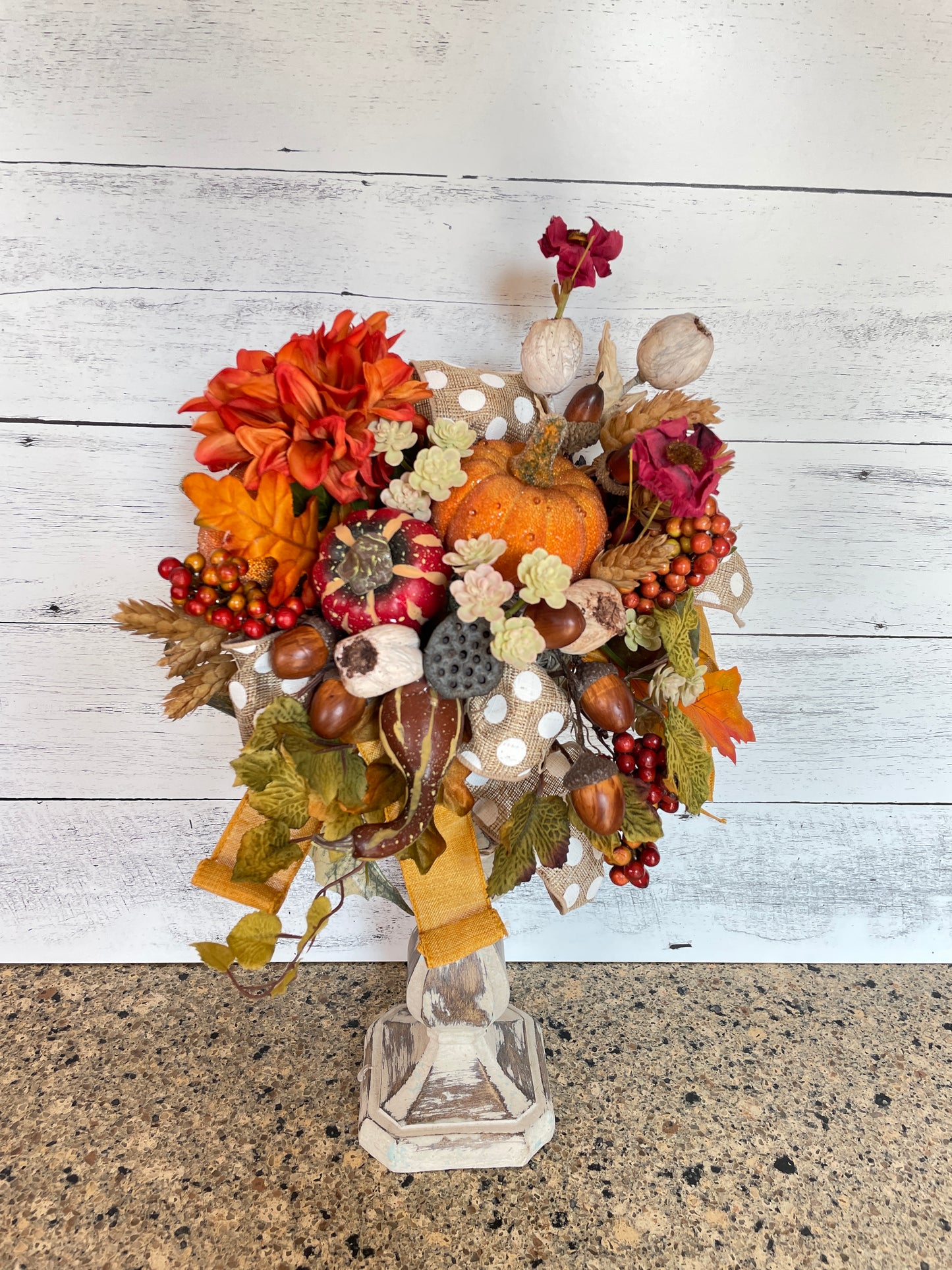 Fall table decor candlestick