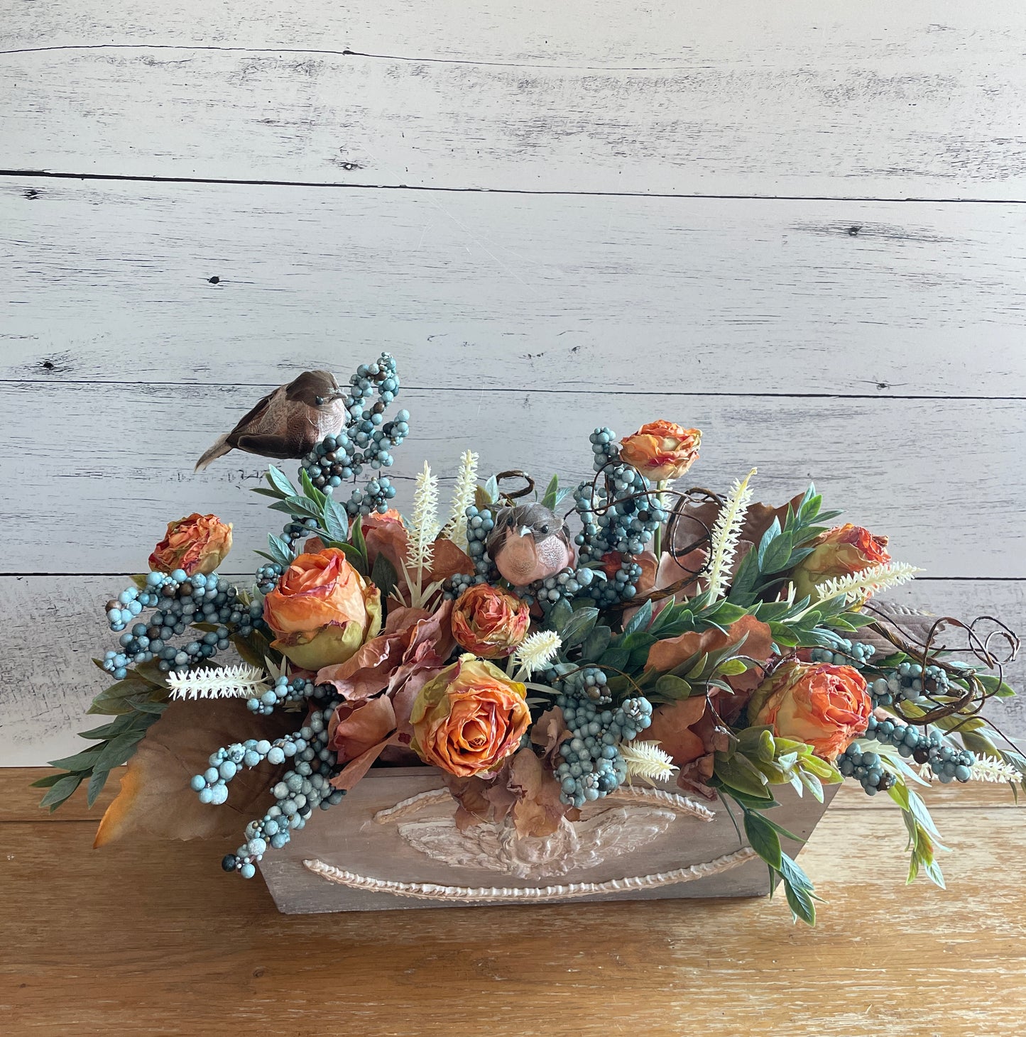 Fall Floral Decor with birds