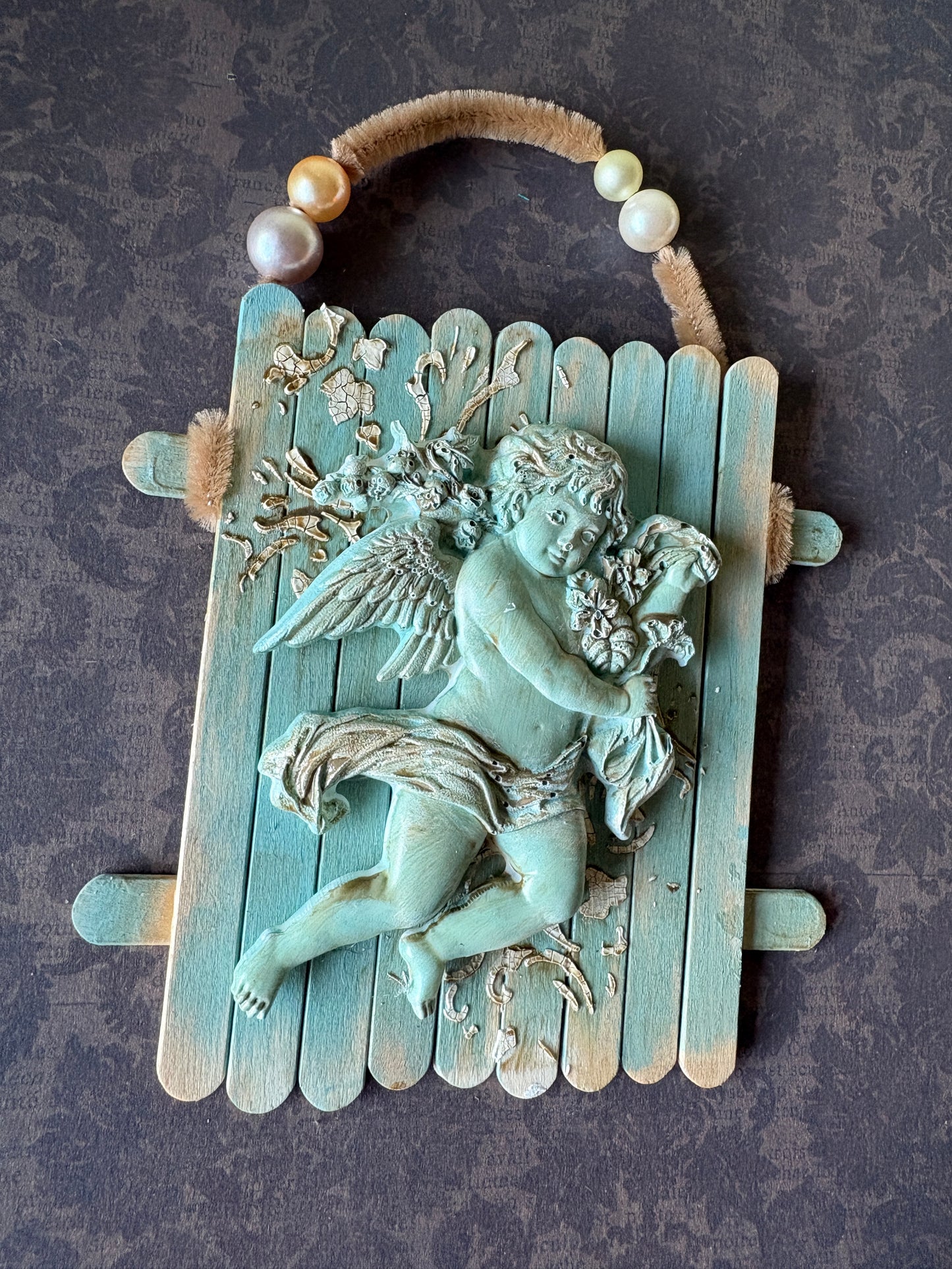 Cherub Wall Art — Celestial Mixed-Media Decor