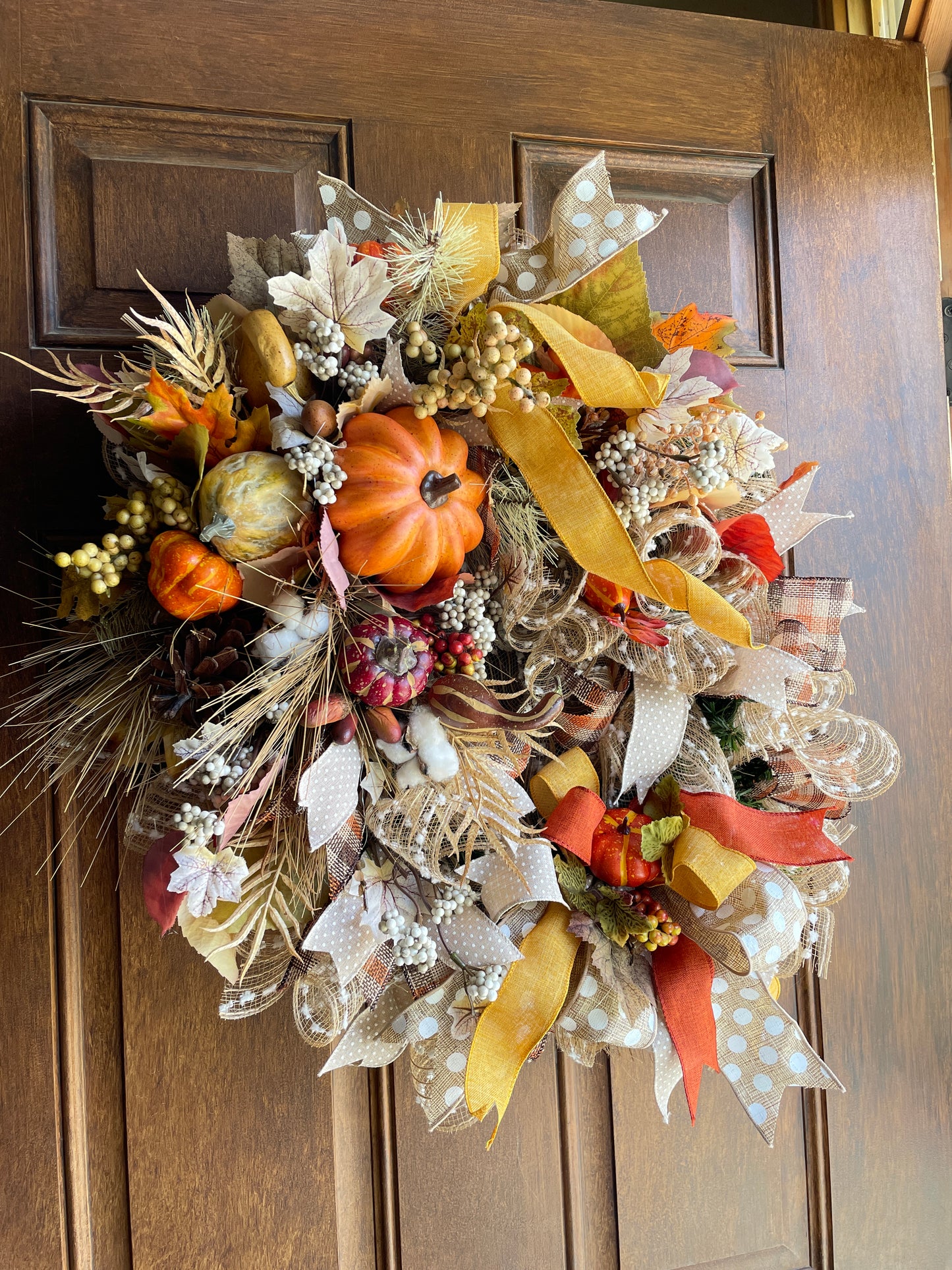 Autumn Door Wreath with Pumpkins and Gourds