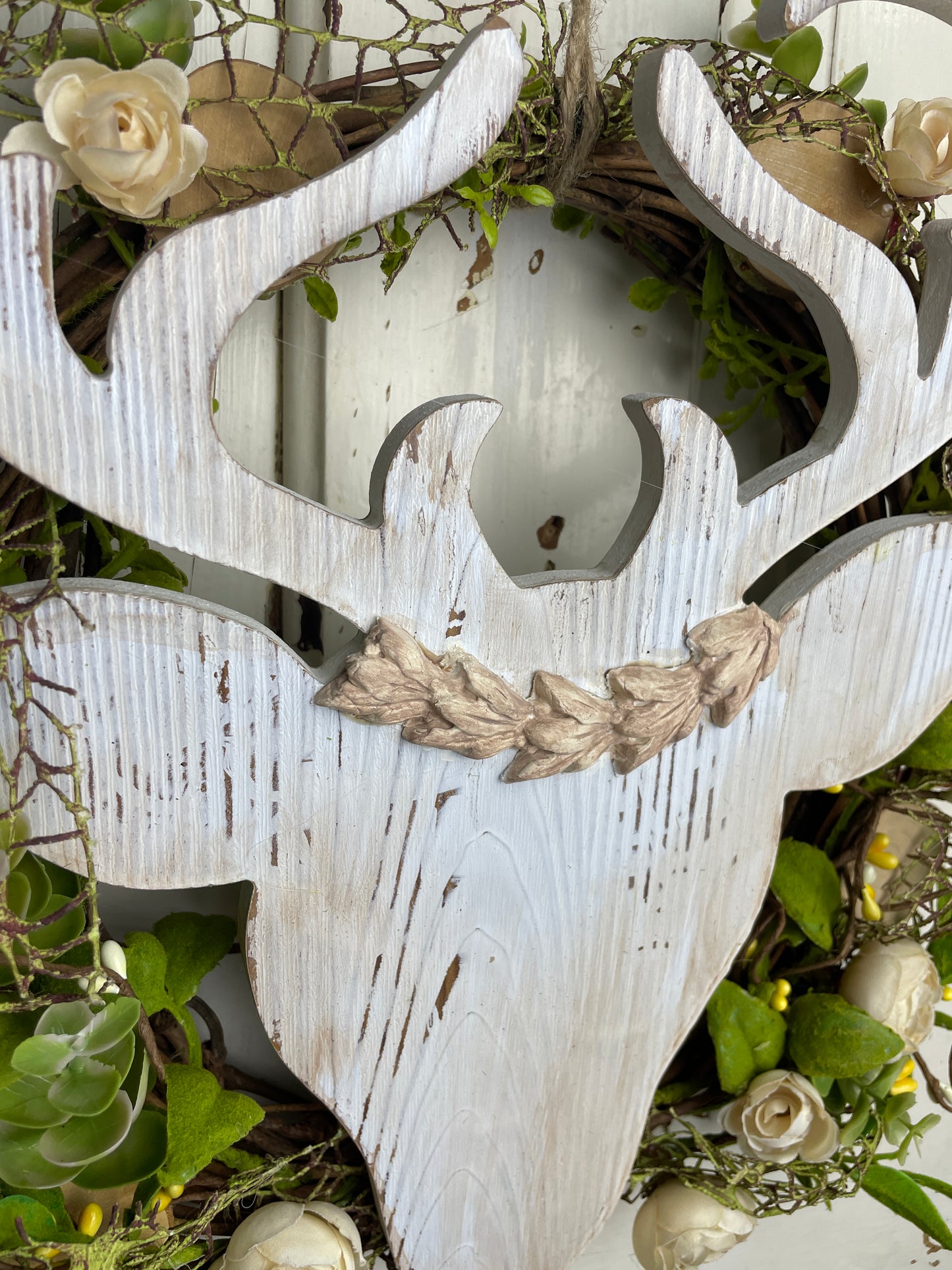 Woodland Deer Wreath with Flowers