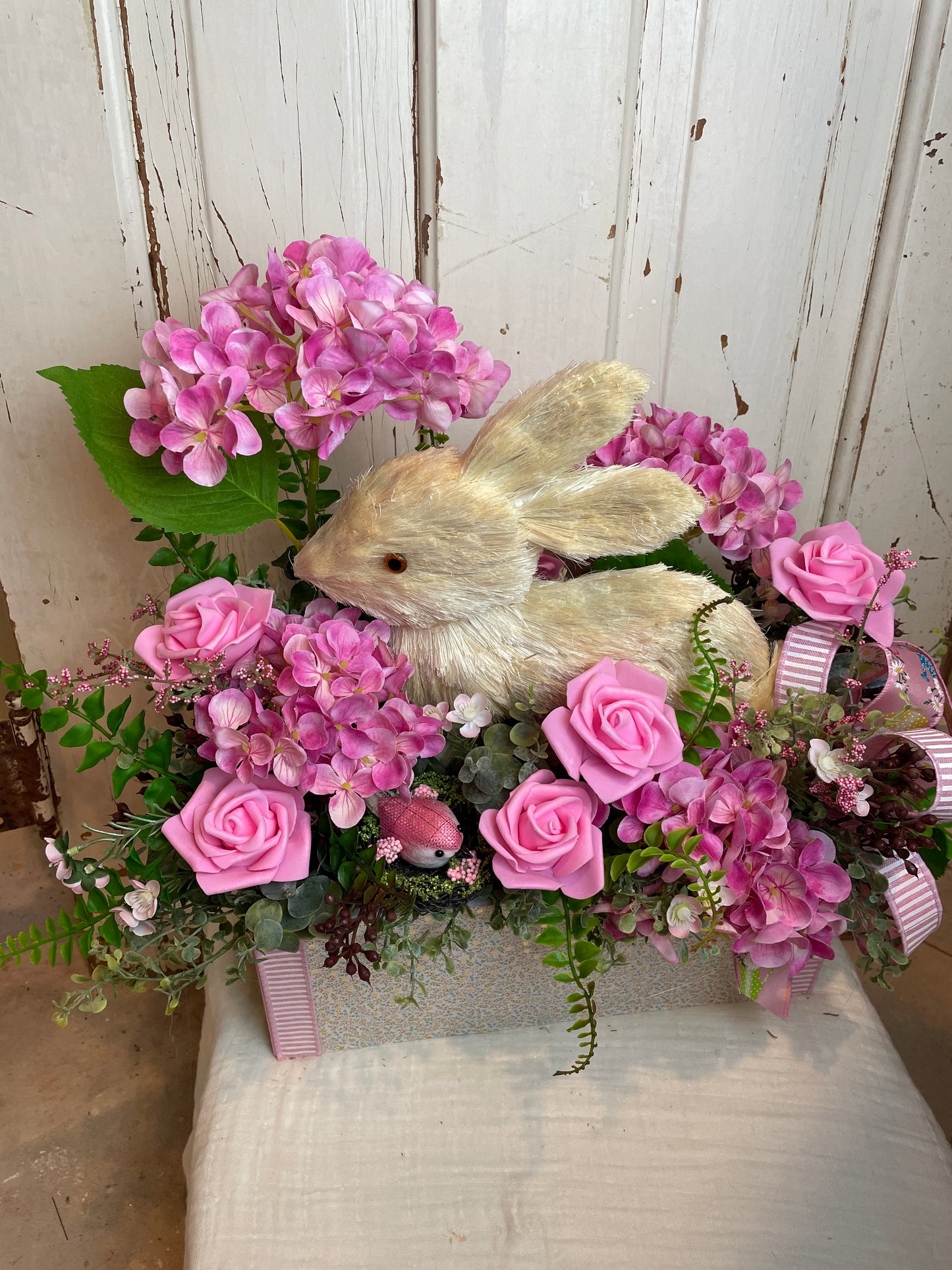 Bunny and Florals Table Centerpiece