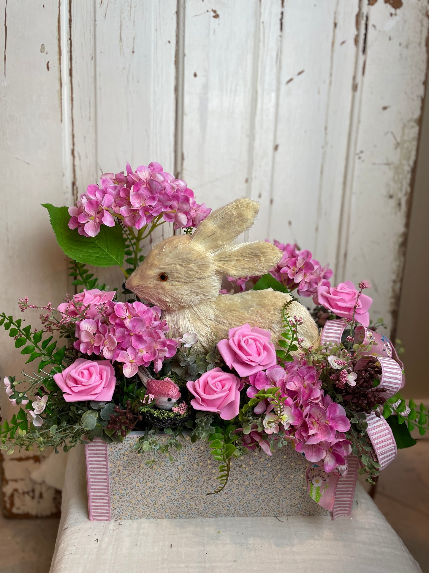 Bunny and Florals Table Centerpiece