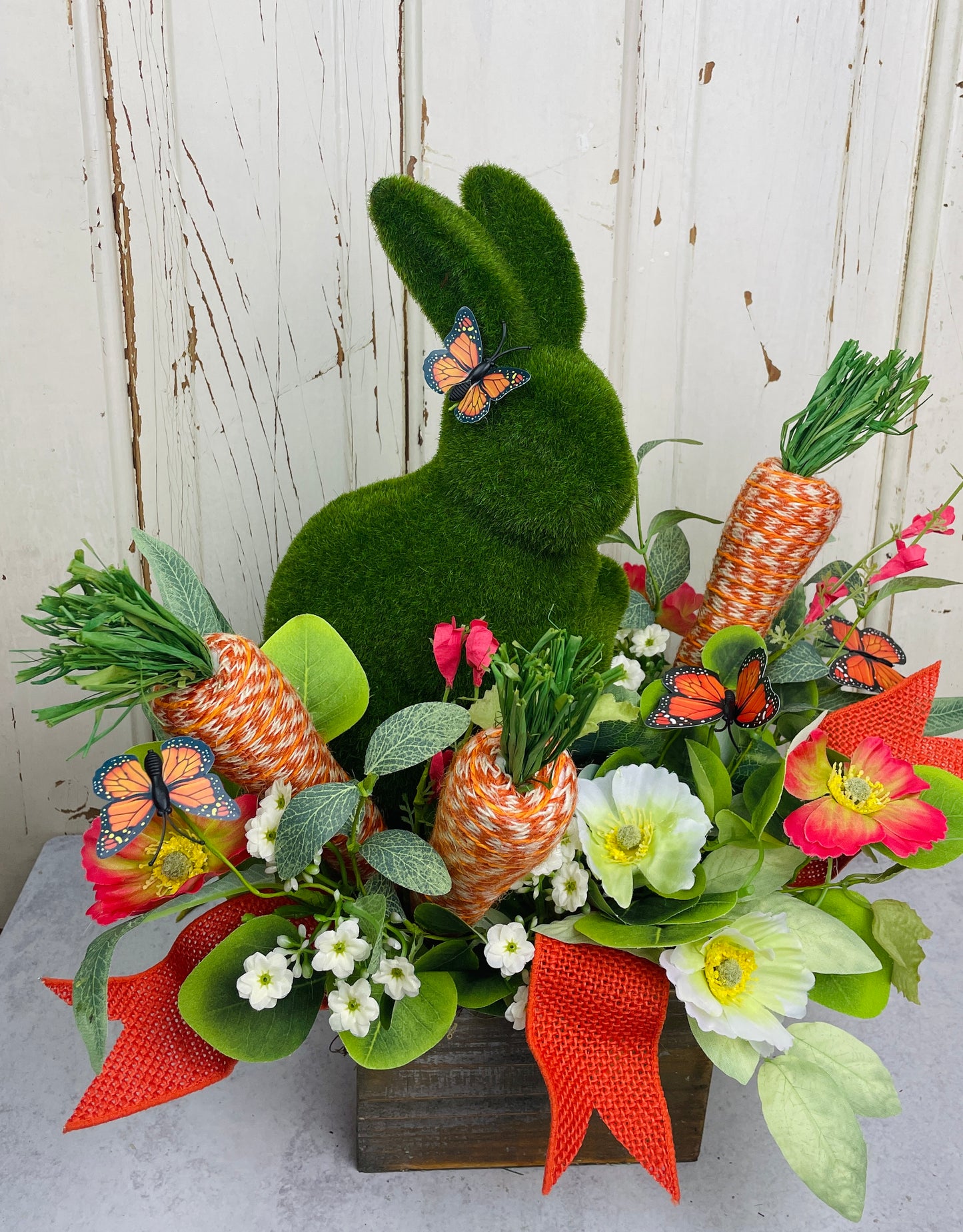 Garden Bunny with florals and carrots