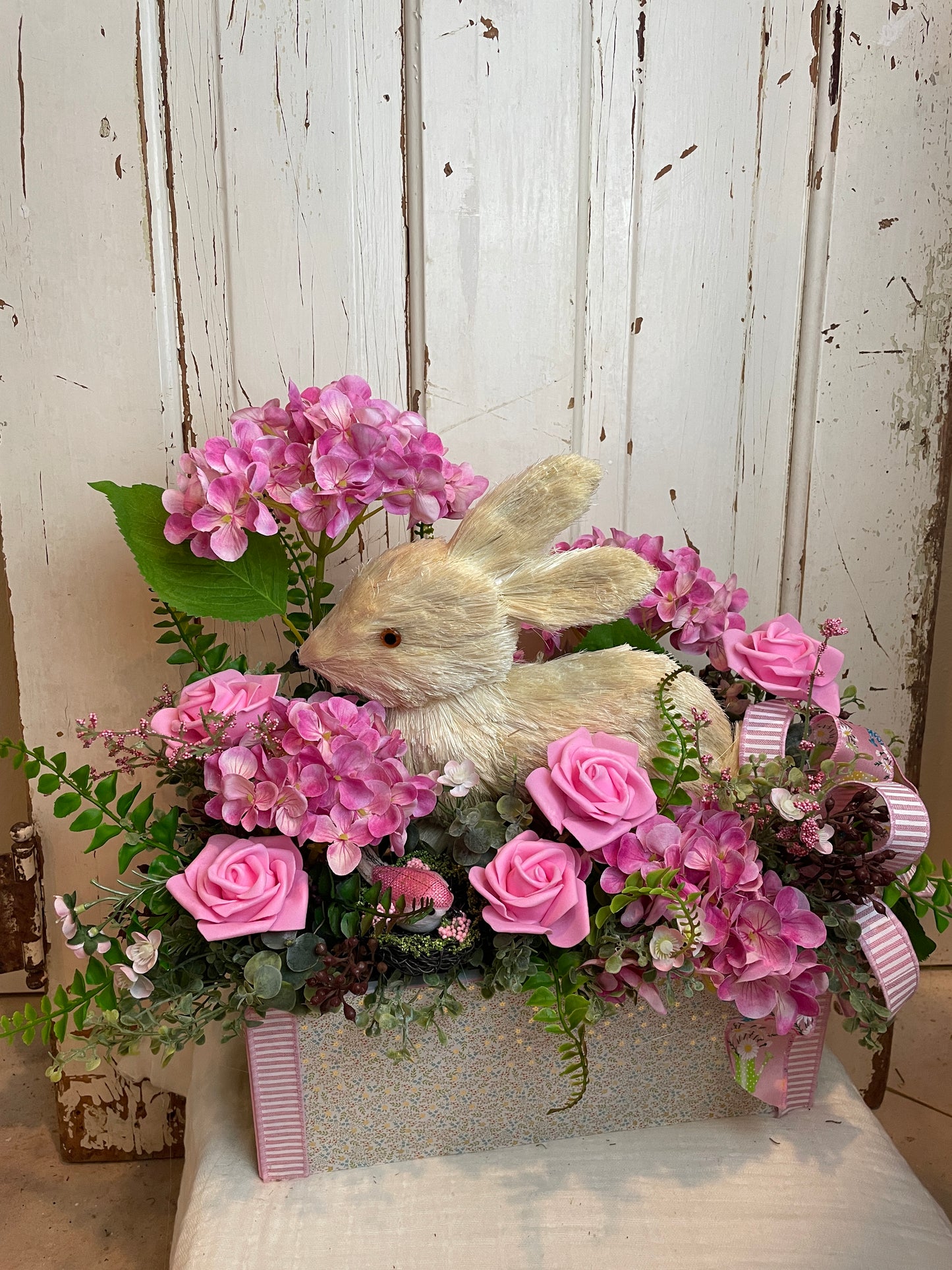 Bunny and Florals Table Centerpiece