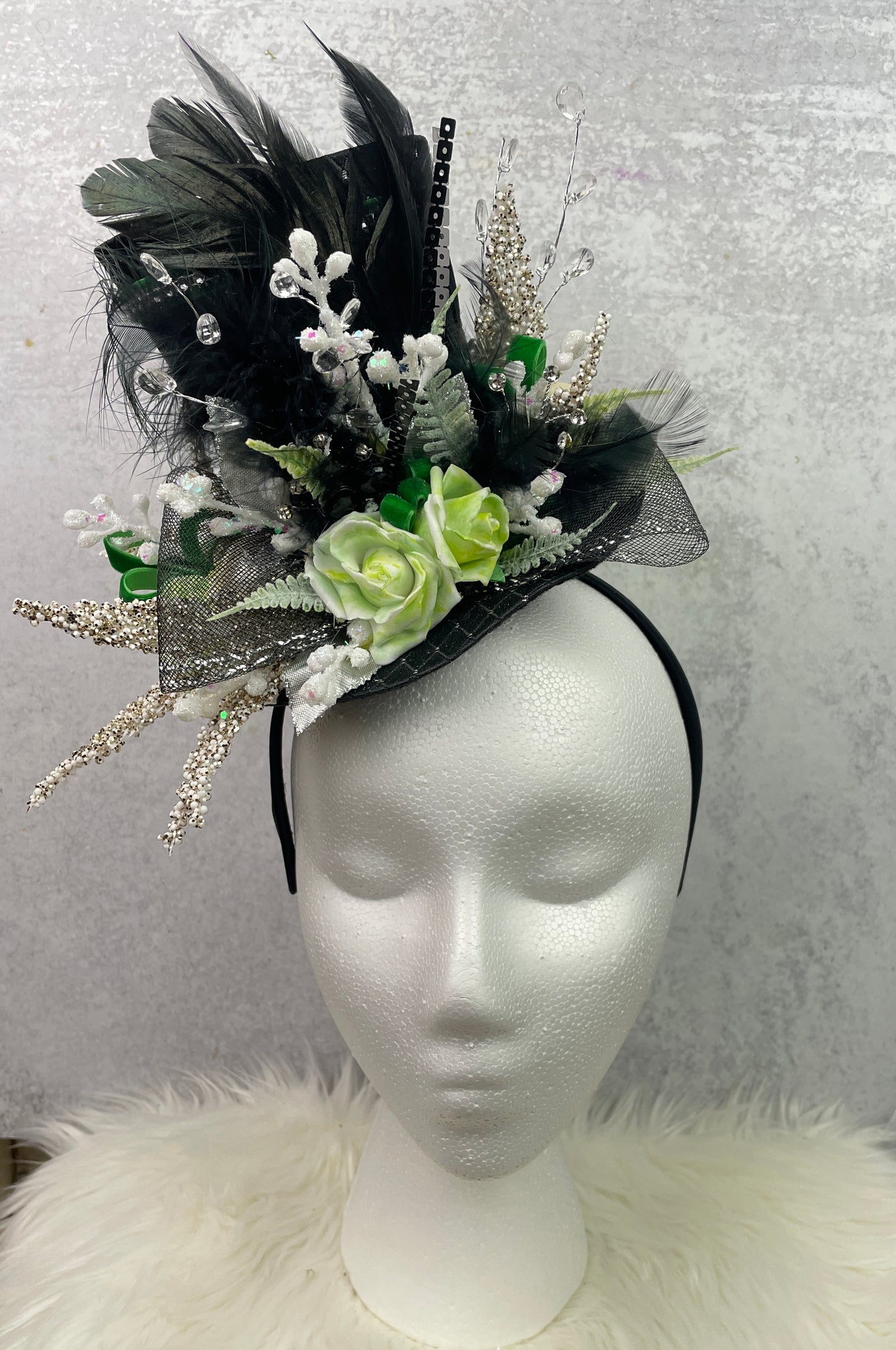 Floral Fascinator with Green Elegance