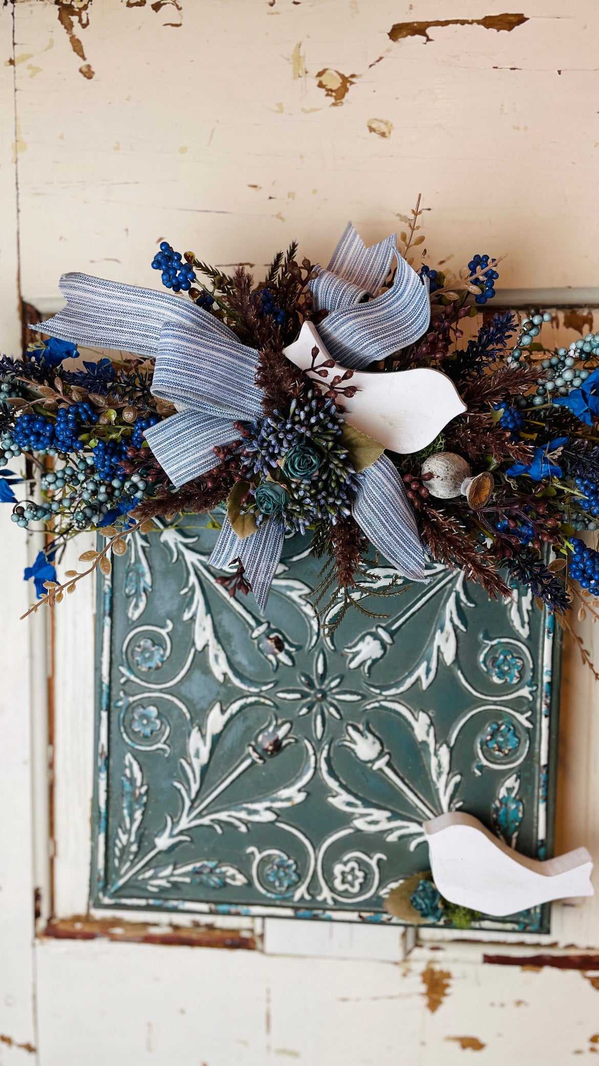 Vintage wall tile decor with florals