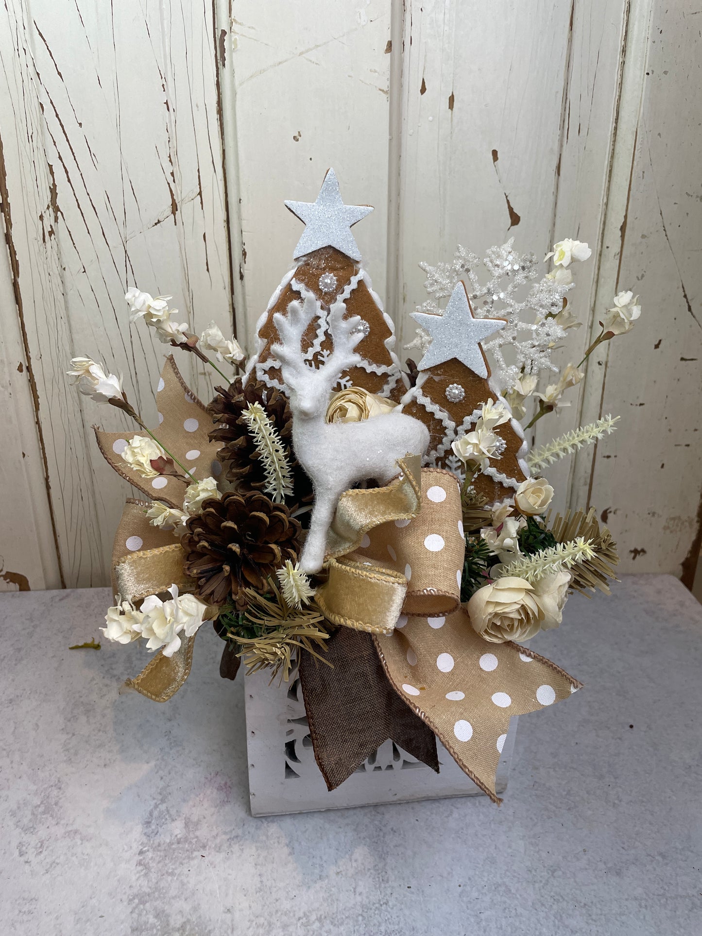 Rustic Deer and Gingerbread Arrangement