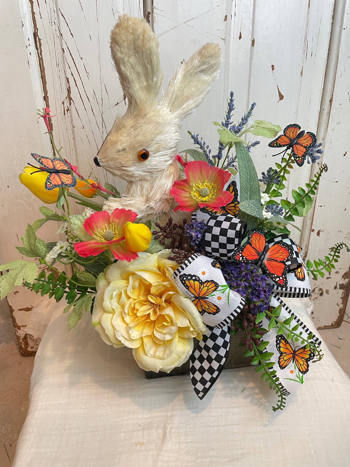 Bunny and Butterflies floral arrangment