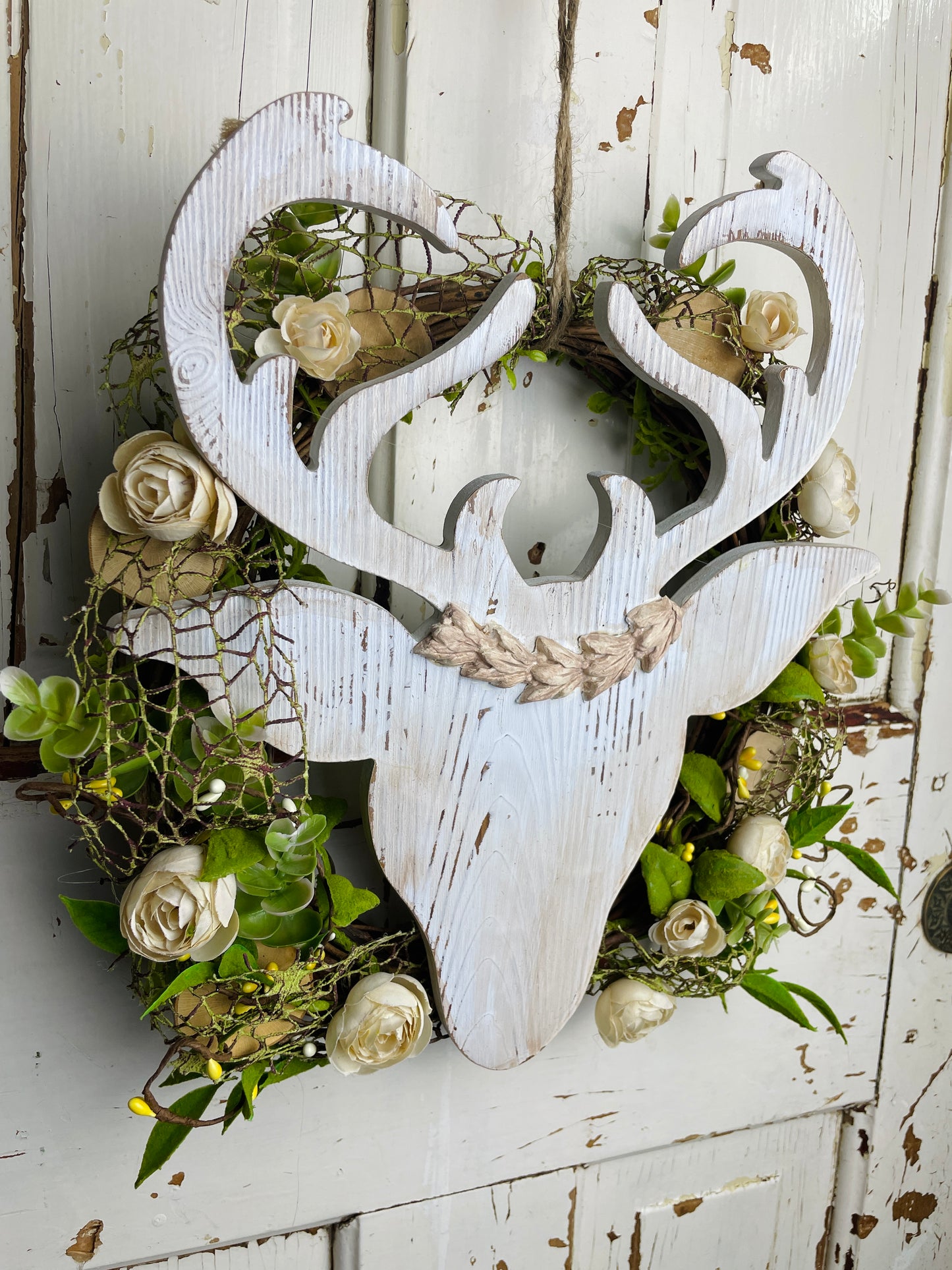 Woodland Deer Wreath with Flowers