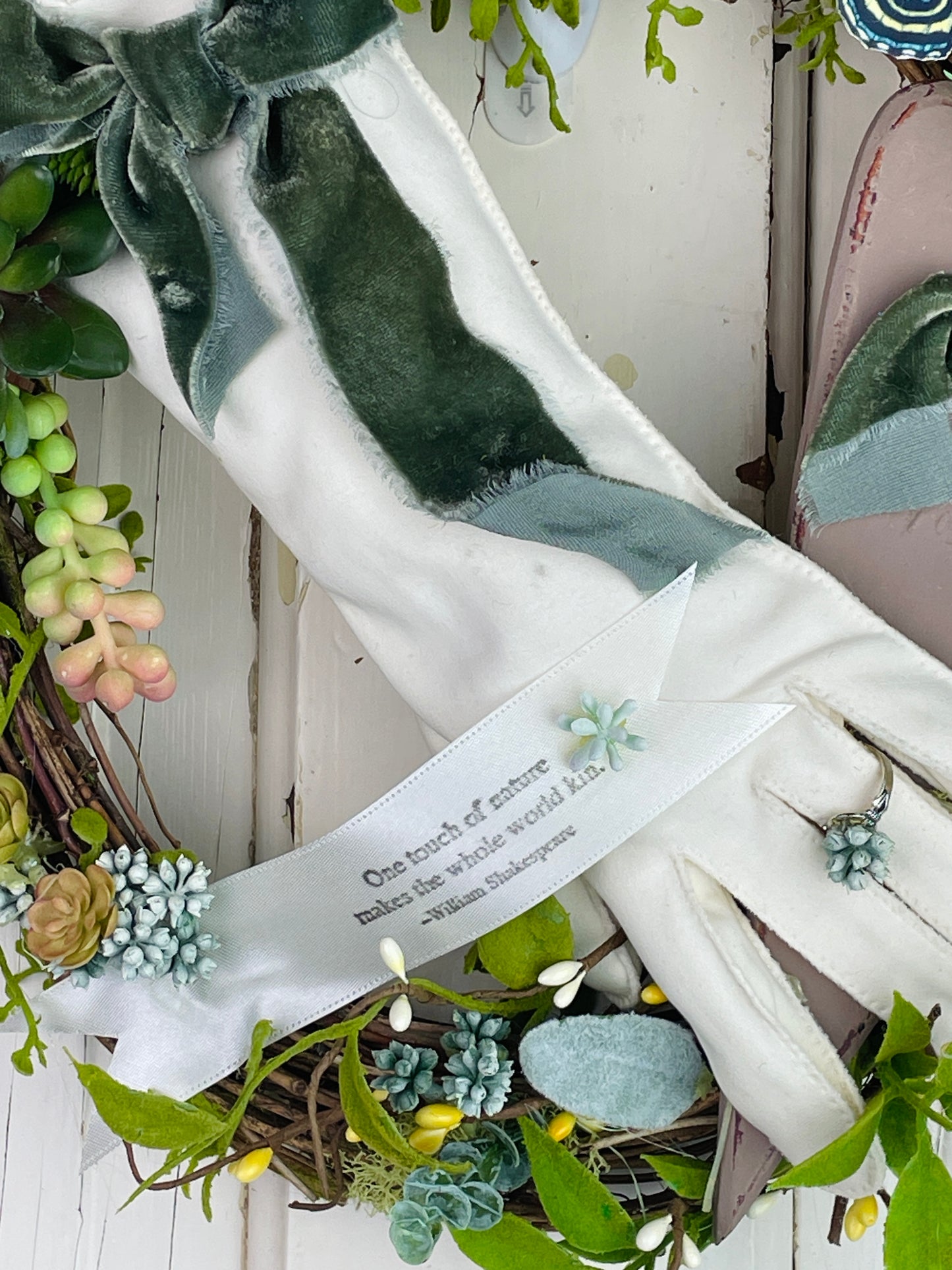 Vintage gloves garden wreath