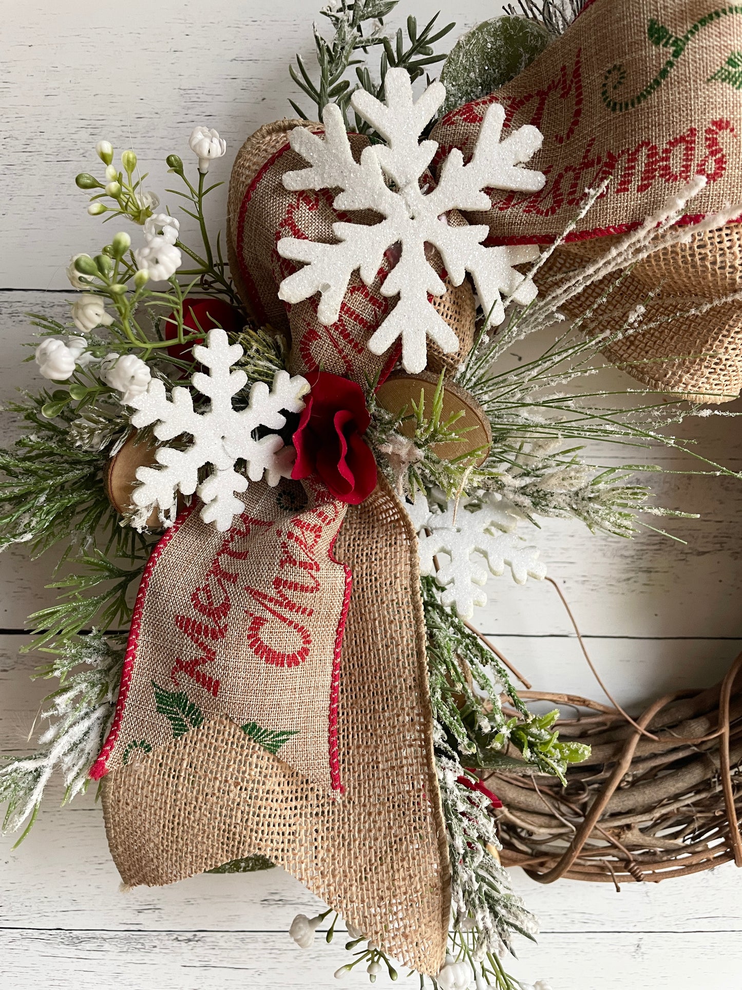 Merry Christmas snowflake wreath