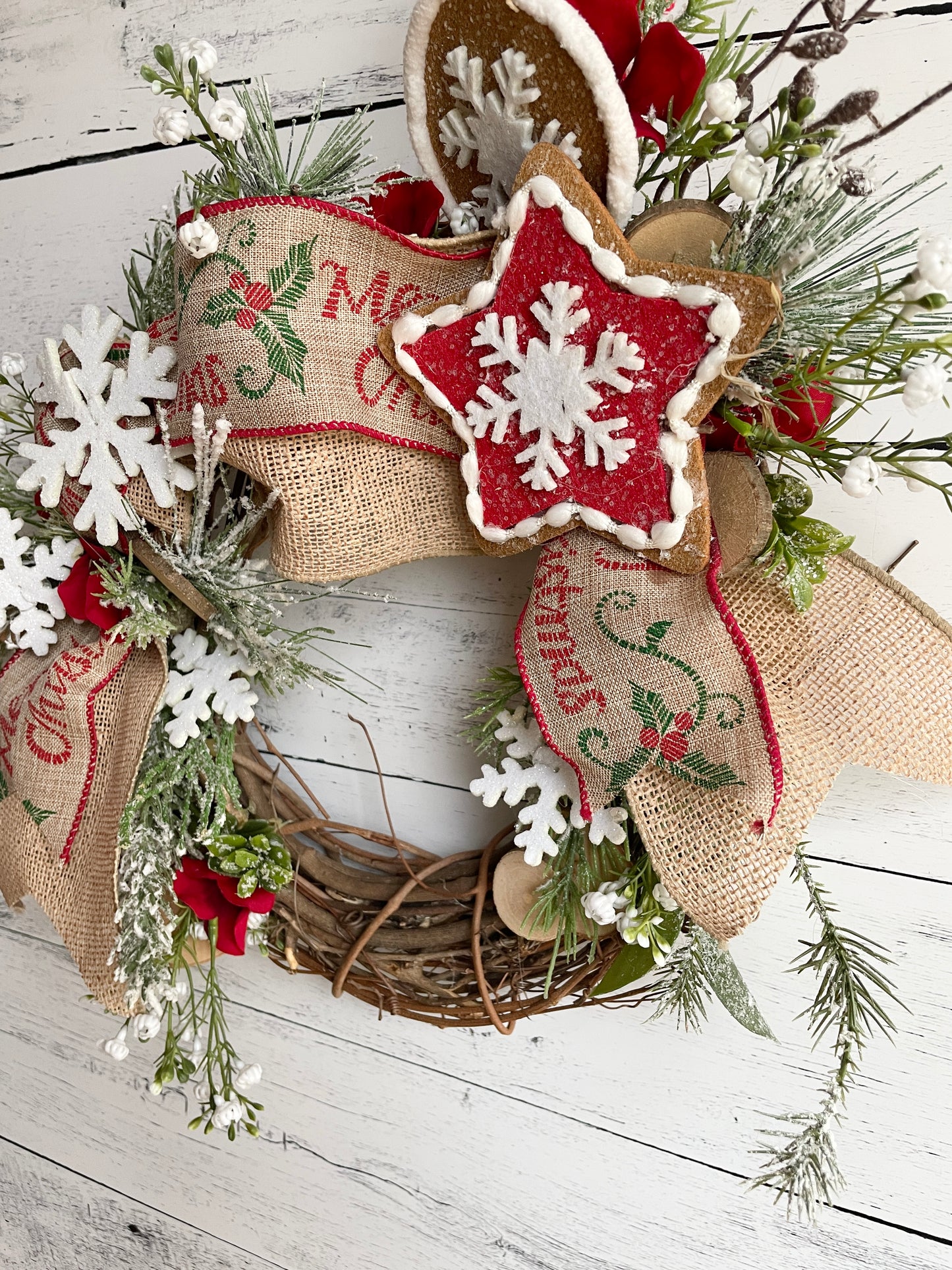 Merry Christmas snowflake wreath