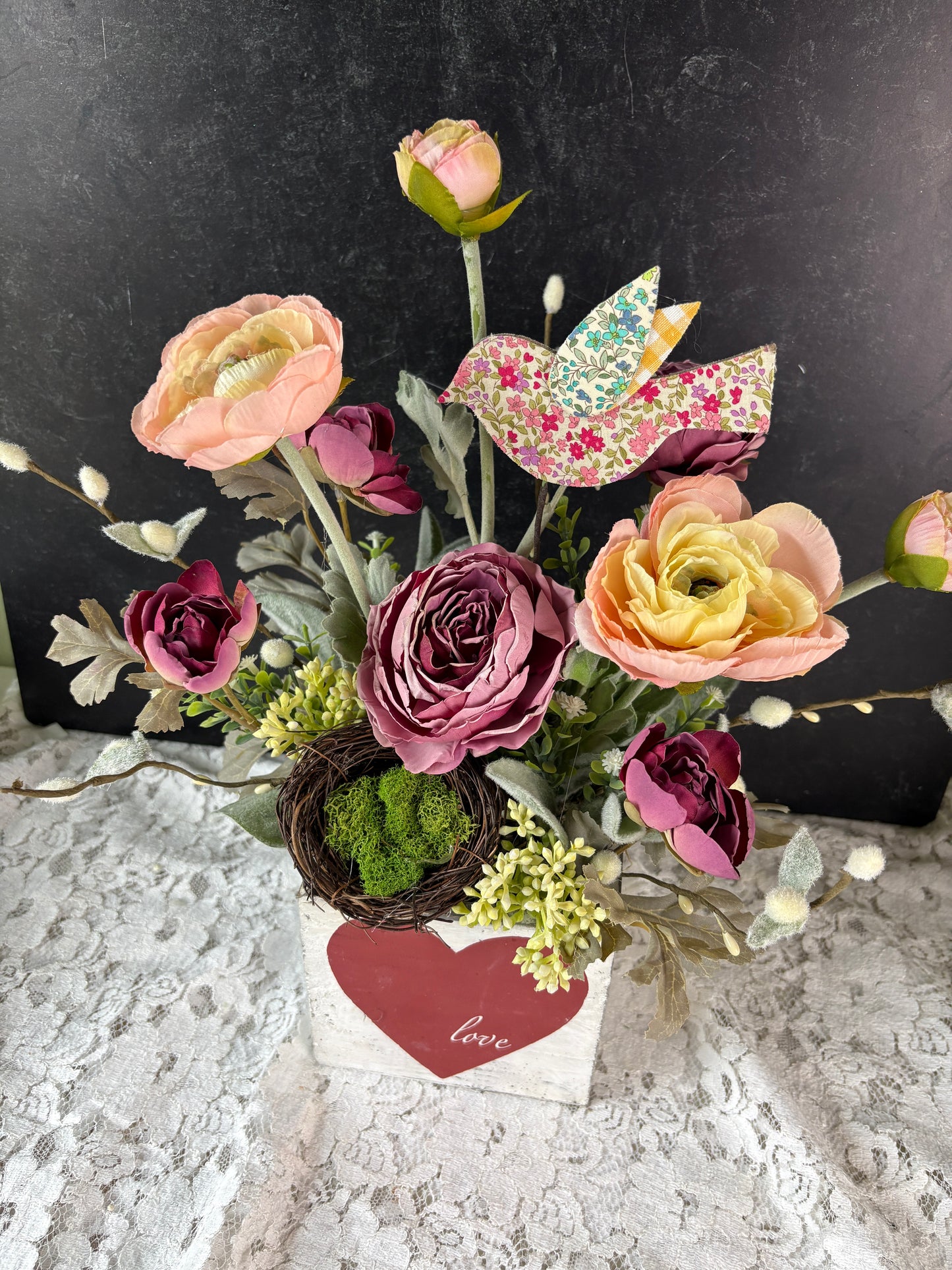 Romantic Garden-Inspired Floral Arrangement in Keepsake Box