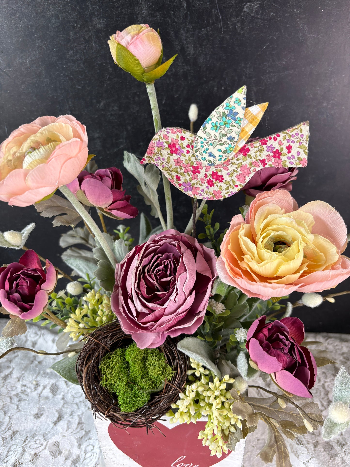 Romantic Garden-Inspired Floral Arrangement in Keepsake Box