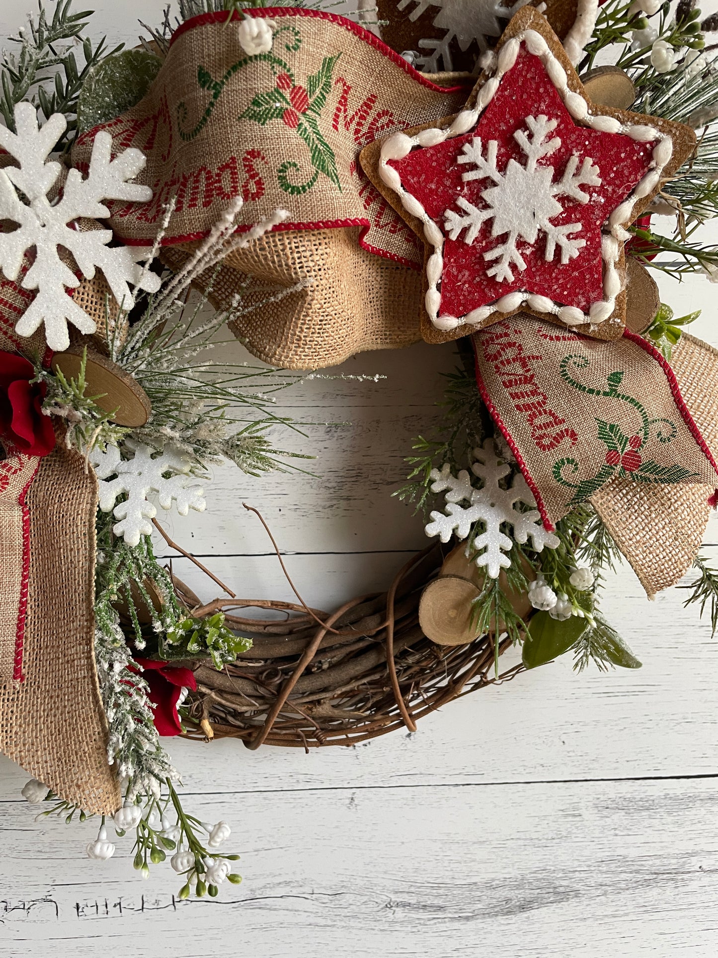 Merry Christmas snowflake wreath