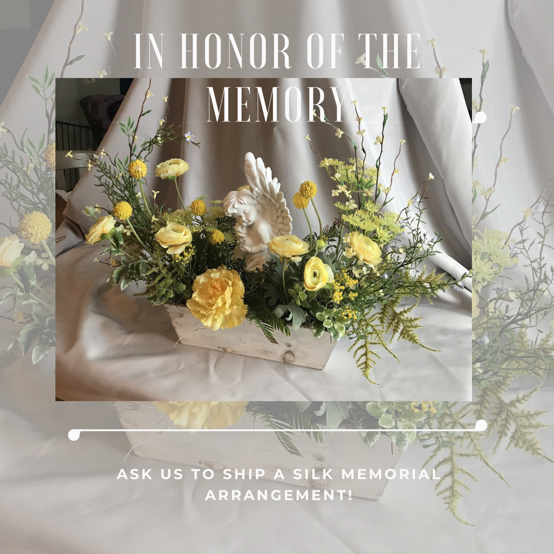 Sympathy angel design in Silk flowers