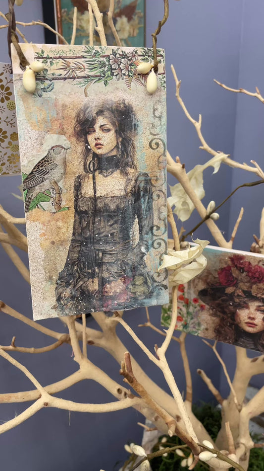Enchanted Gothic Garden – Handmade Mixed Media Art Card