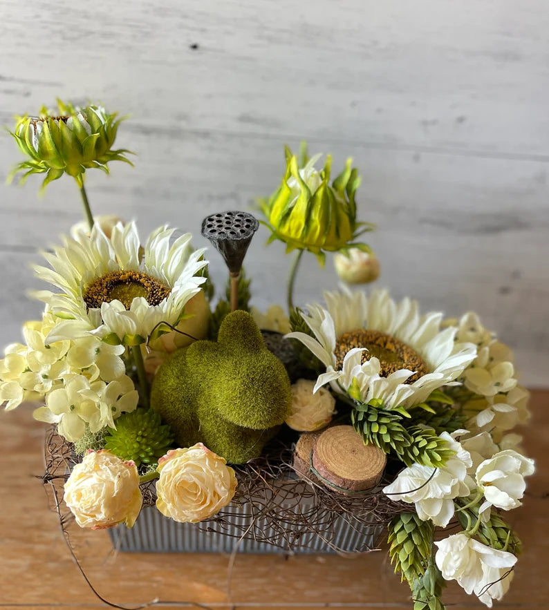 Sunflower and Bunny silk floral